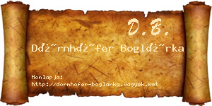Dörnhöfer Boglárka névjegykártya